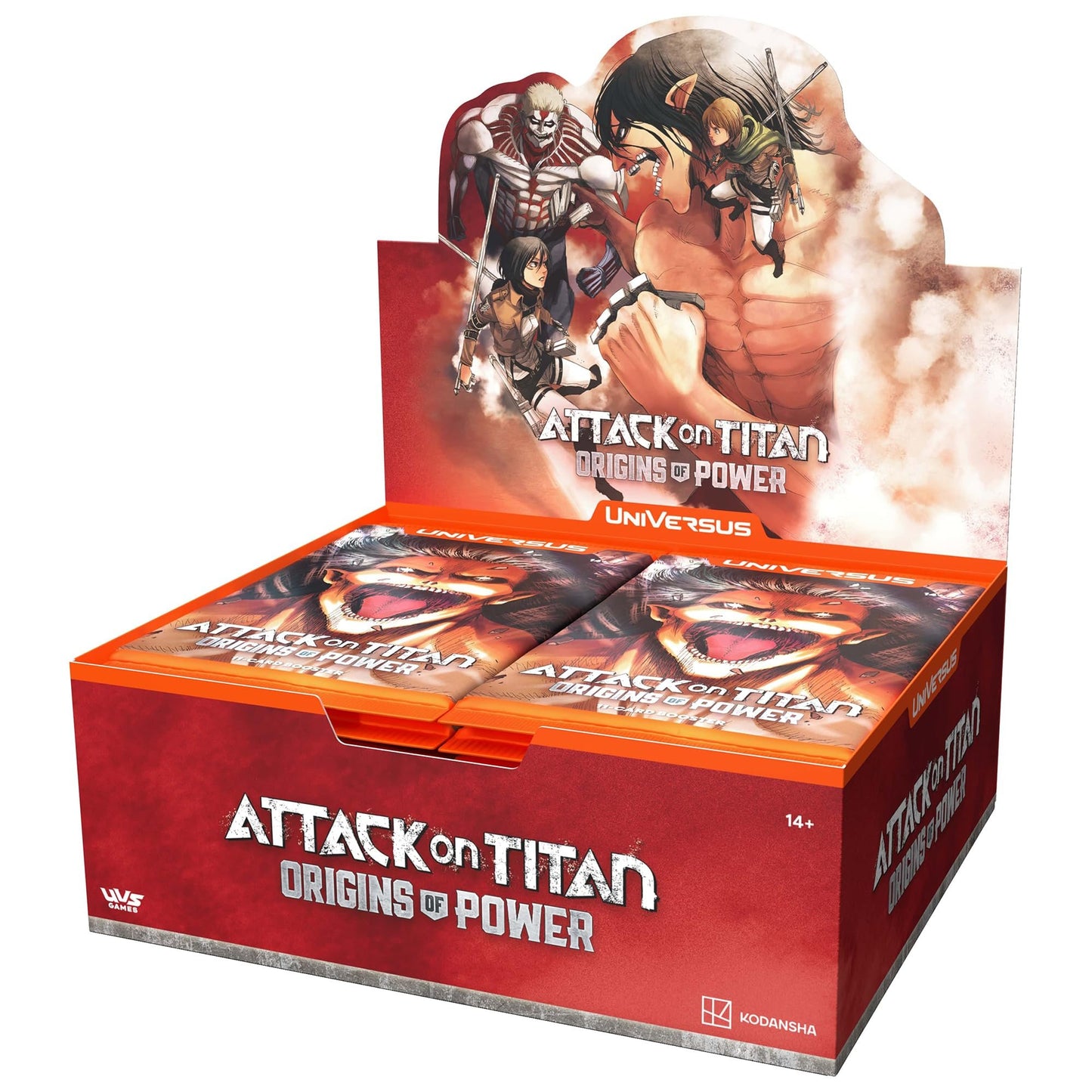 UniVersus: Attack on Titan: Origins of Power Booster Display Box - Includes 24 Booster Packs (11 Cards Ea), Deck-Building Card Game, Randomly Assorted