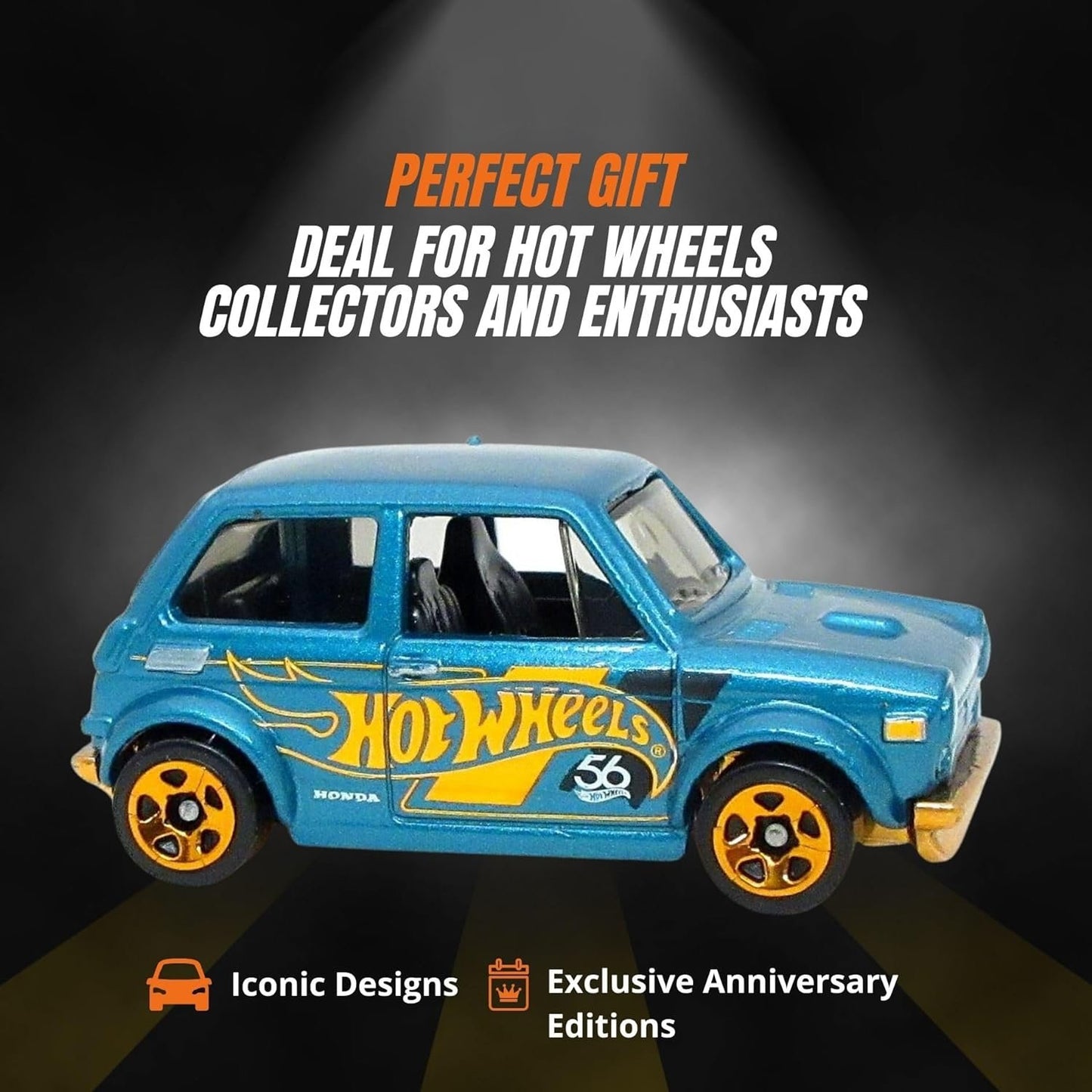 Custom '70 Honda N600 5/6 Hotwheels 56th Pearl and Chrome 2024 Die-Cast - Exclusive Anniversary Edition with Turquoise and Copper-Color Theme