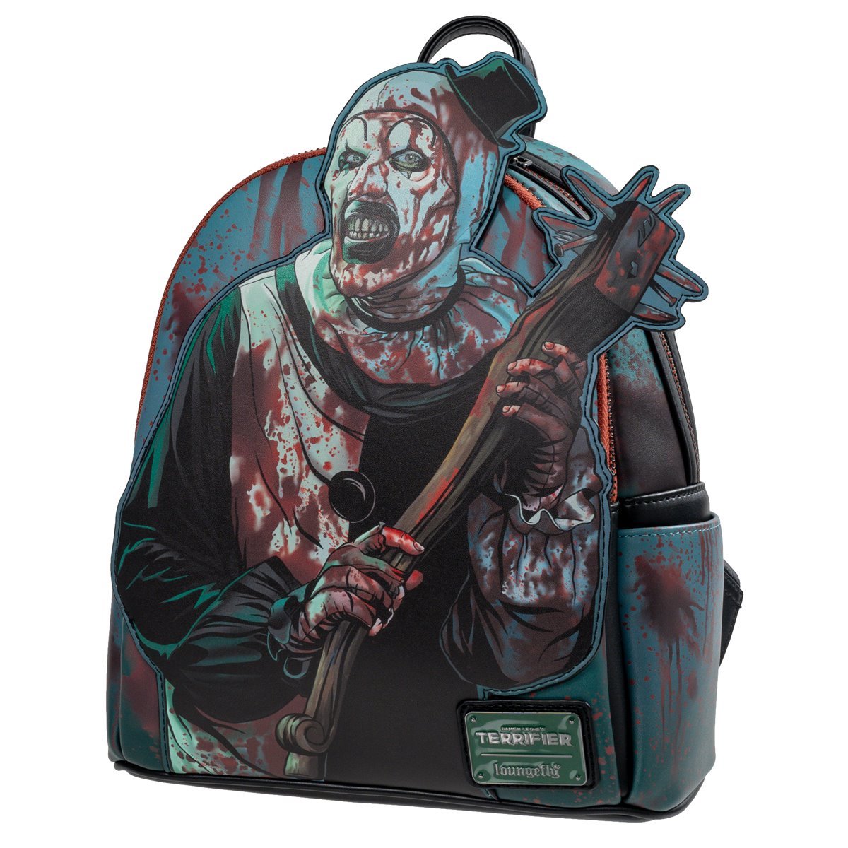 Loungefly Terrifier Art the Clown Glow-in-the-Dark Blood Splatter Mini Backpack - Entertainment Earth Exclusive Faux Leather Horror Collectible Bag with Adjustable Straps, 10 x 9 x 6 Inches