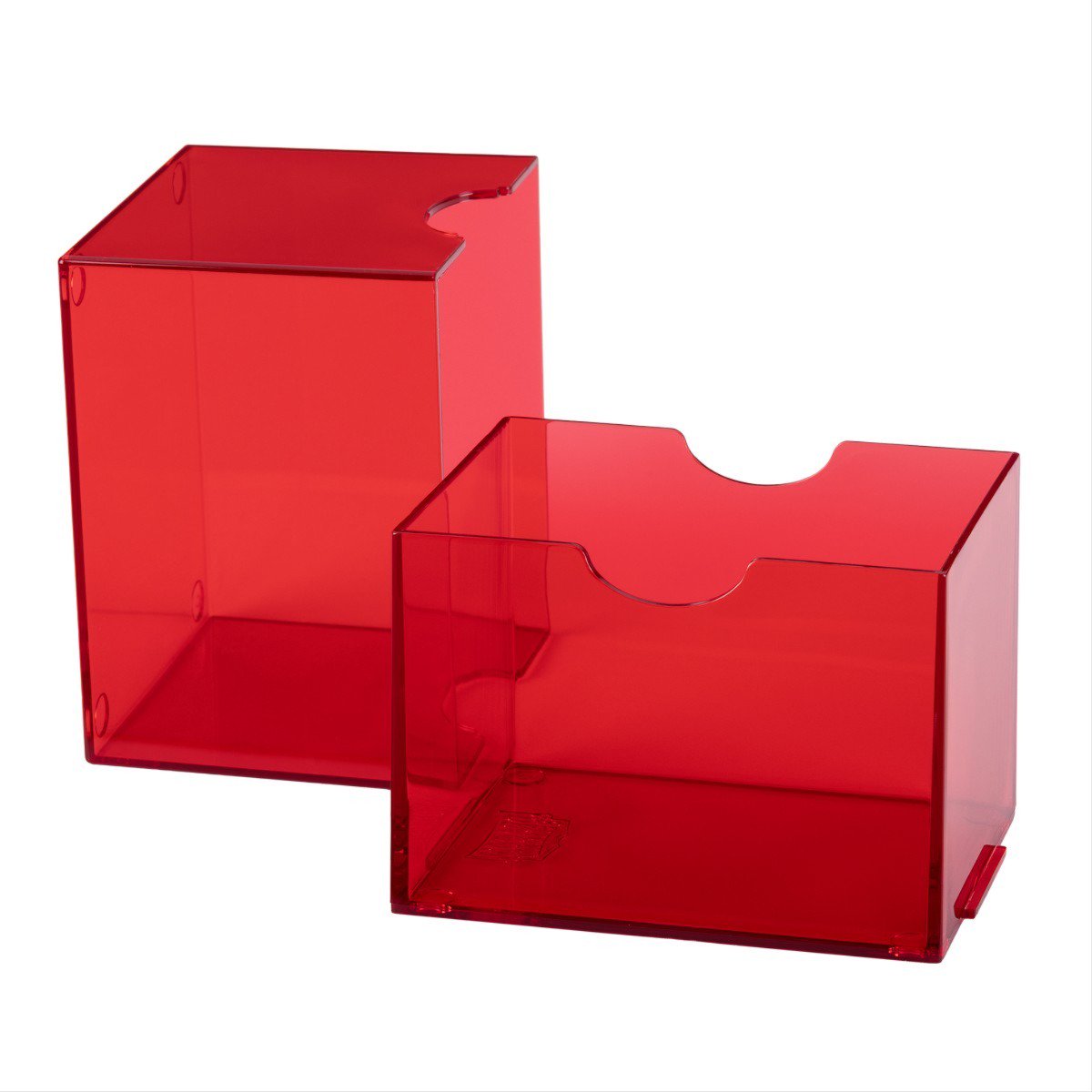 Dragon Shield Strongbox Deck Box Red 100+ Double-Sleeved Card Capacity, Clear Acrylic Stackable Trading Card Storage Case for MTG, Pokémon, Yu-Gi-Oh! & Other TCG Decks