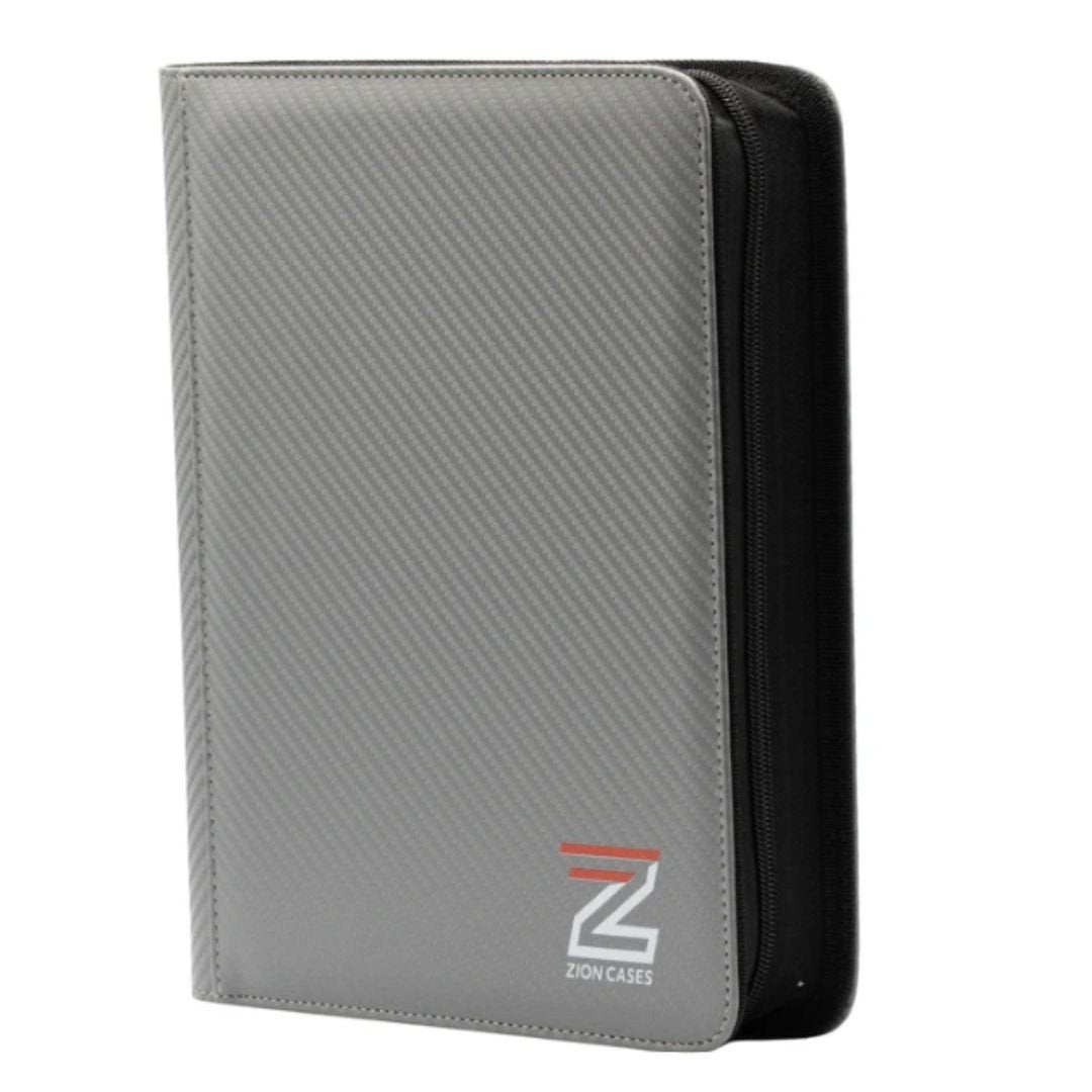 Zion Cases Carbon Texture Toploader Binder Grey 4 Pocket Trading Card Album