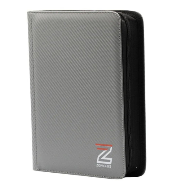 Zion Cases Carbon Texture Toploader Binder Grey 4 Pocket Trading Card Album