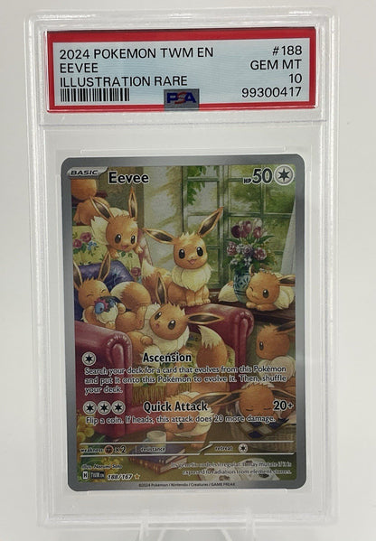 2024 POKEMON TWM EN-TWILIGHT MASQUERADE ILLUSTRATION RARE #188 EEVEE PSA 10