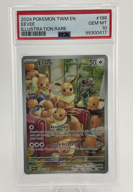 2024 POKEMON TWM EN-TWILIGHT MASQUERADE ILLUSTRATION RARE #188 EEVEE PSA 10