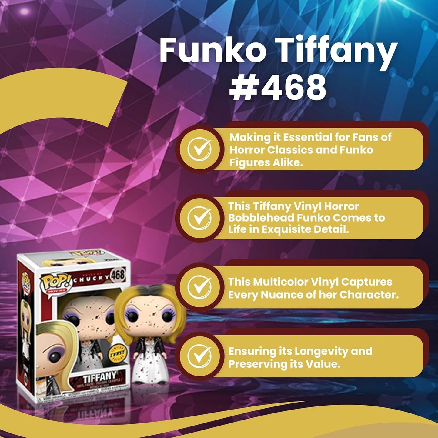 Bloody Tiffany Funko Pop! Movie Bride of Chucky - Chase Limited Edition Vinyl Figure #468 with Display Box Protector Case