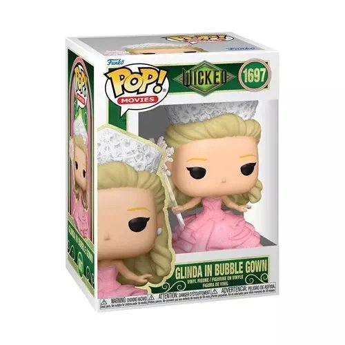 Funko Pop! Movies Wicked Part 1 Set of 4 - Glinda in Nightgown #1699, Fiyero #1698, Glinda in Bubble Gown #1697, and Elphaba #1696 - Collectible Vinyl Figures  Window Display Box