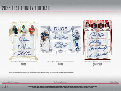 2026 Leaf Trinity Football Hobby Box, 7 Premium Autograph Cards Per Box, Base Steel Clear Autos, Rookie Auto Memorabilia, Jeremiah Smith Chase, Football Trading Card Collectible (PRE-ORDER)