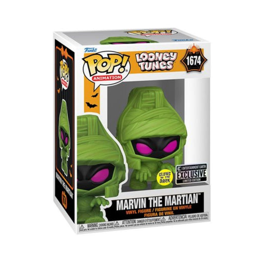 Marvin The Martian Funko Pop! Animation Looney Tunes - Glow-in-The-Dark Entertainment Earth Exclusive Limited Edition Vinyl Figure# 1674 with Display Box Protector Case