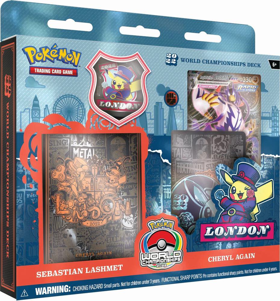 Pokemon TCG World Championship Deck 2022 Sebastian Lashmet Cheryl Again with deck and accessories.