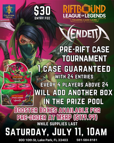 Riftbound League of Legends TCG Vendetta Pre-Rift Case Tournament – July 11, 2026 (Saturday 10:00 AM)