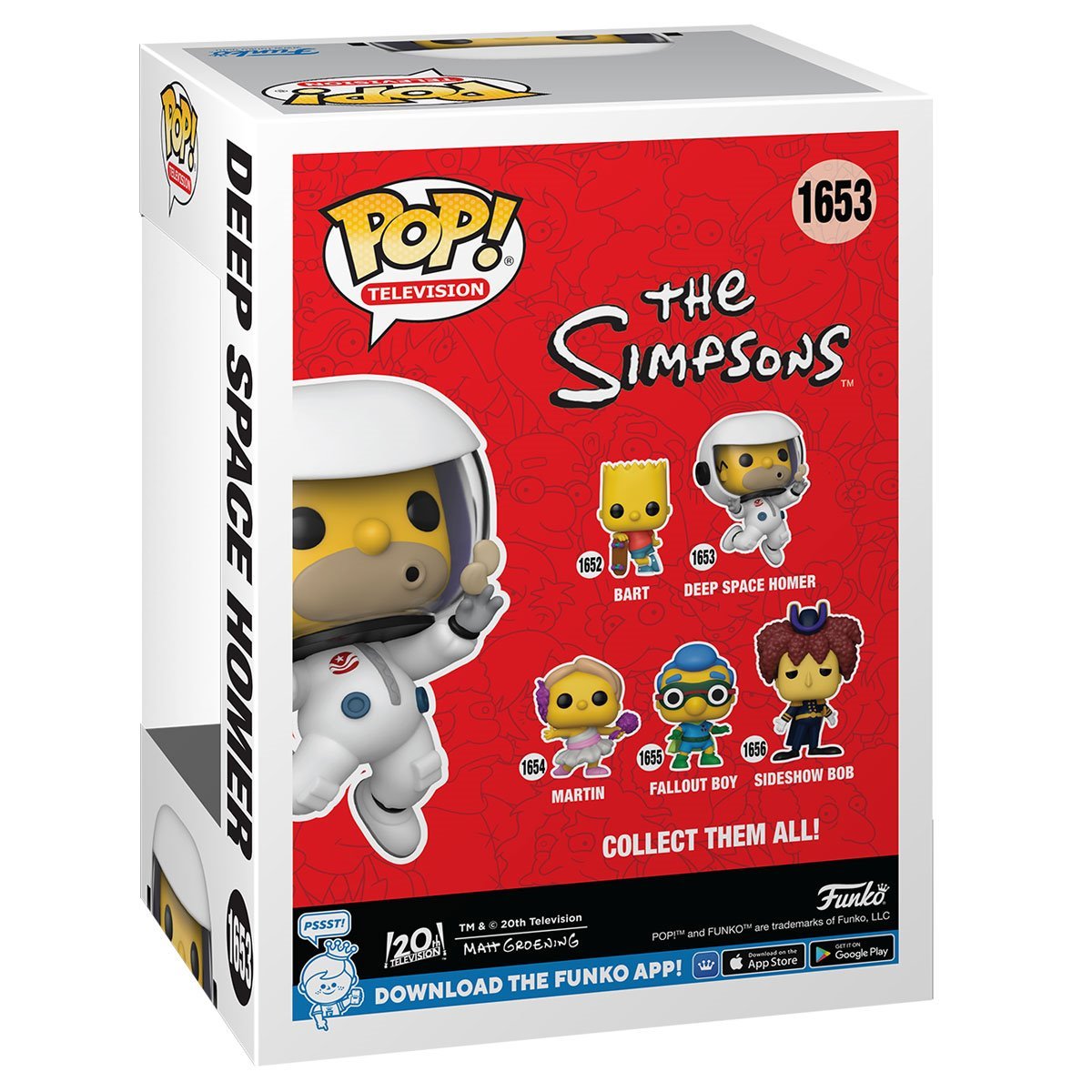 The Simpsons Funko Pop! Television - Set of 5 - Sideshow Bob #1656, Milhouse as Fallout Boy #1655, Martin Prince as Calliope #1654, Deep Space Homer #1653, and Bart Simpson with Skateboard #1652 - Collectible Vinyl Figures with Case