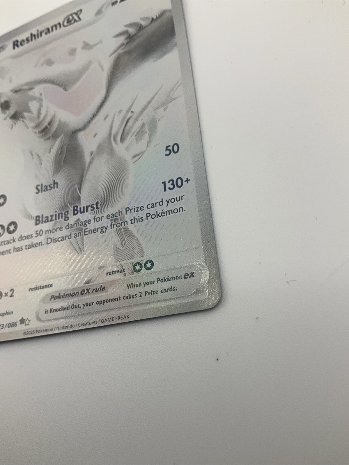 Pokémon TCG Reshiram EX White Flare English Holo Card 173/086 Ultra Rare