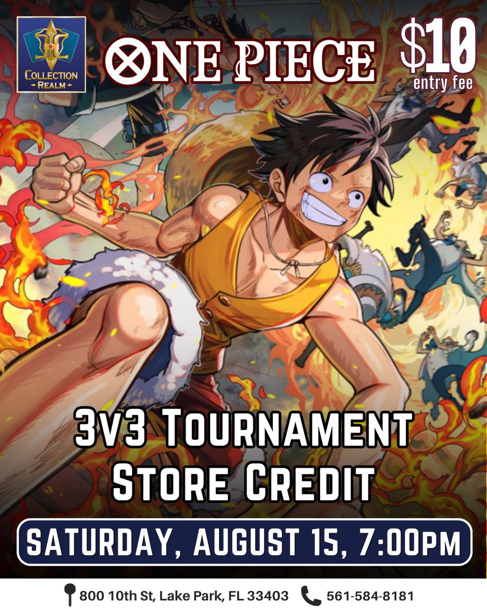 One Piece TCG 3v3 Tournament – August 15, 2026 (Saturday 7:00 PM)