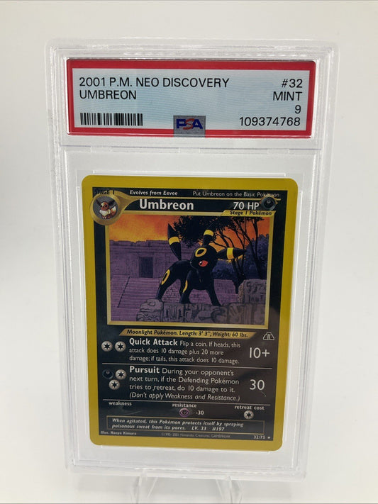 2001 Pokemon UMBREON 32/75 Neo Discovery Unlimited Rare Vintage English PSA 9