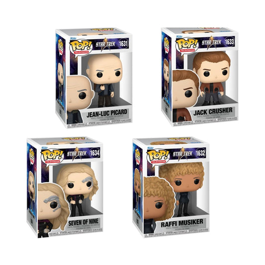 Star Trek Picard Funko Pop! Television 4-Pack Bundle – Includes Jean-Luc Picard, Seven of Nine, Jack Crusher, and Raffi Musiker Collectible Vinyl Figures (PRE-ORDER)