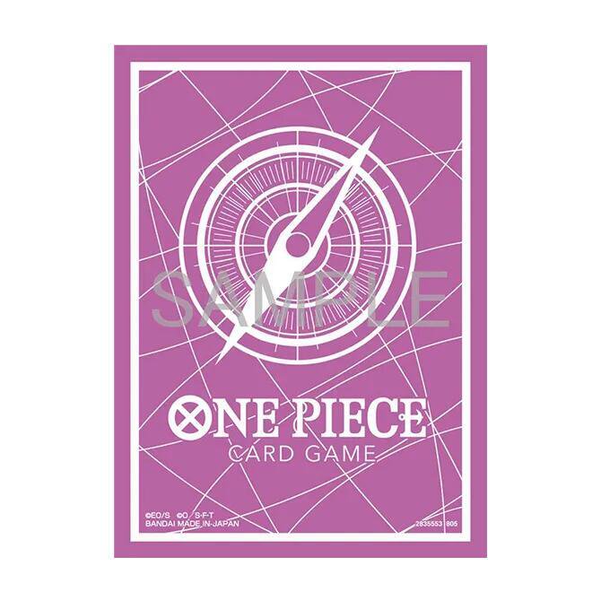 Bandai One Piece Card Game Sleeves Standard Purple glossy card sleeves 70 count sized 2.6 x 3.6 inches.