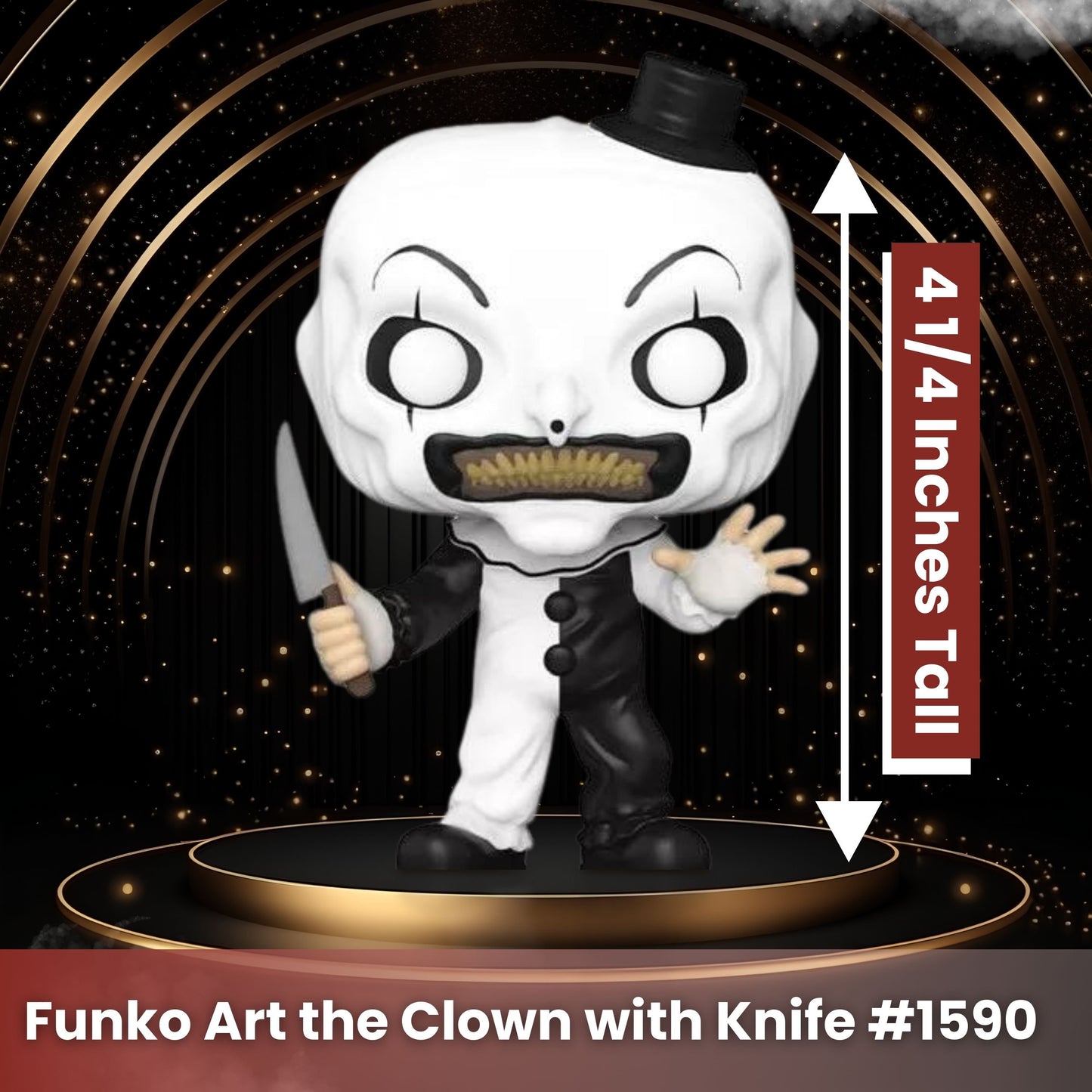 Art The Clown with Knife Funko Pop! Movies: Damien Leone's Terrifier  - Approximately 4 1/4" Horror Vinyl Figure # 1590  with Window Display Box