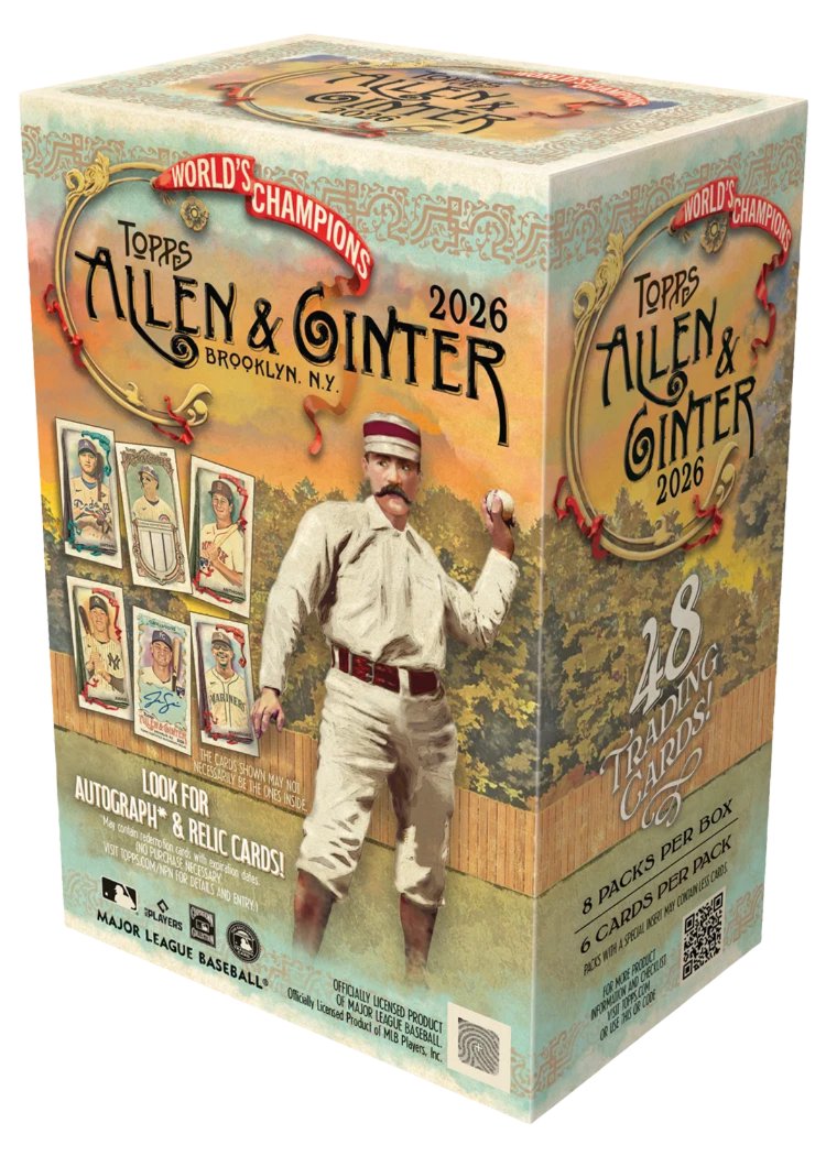2026 Topps Allen & Ginter Baseball Value Box, 8 Packs, 6 Cards Per Pack, 300-Card Base Set, Look for Autograph & Relic Cards, Inserts, Signature Minis, Chrome & Metal Parallels (PREORDER - Release Date October 7, 2026)
