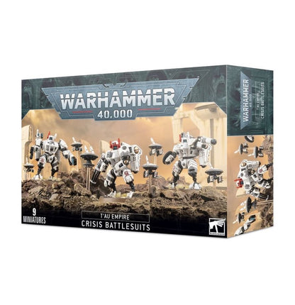 Warhammer 40K T'au Empire XV8 Crisis Battlesuit Team Miniatures Kit with Tactical Drones, Customizable Weapon Loadouts & Posable Models