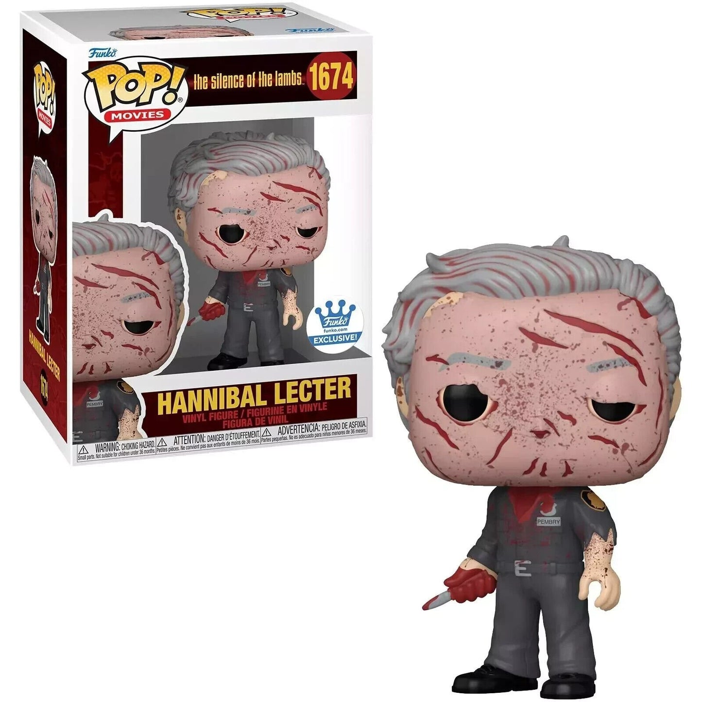 Hannibal Lecter as Bloody Guard Funko Pop! Movies The Silence of the Lambs - Approx. 4.05" Collectible Exclusive Vinyl Figure #1674 with Display Box Protector Case