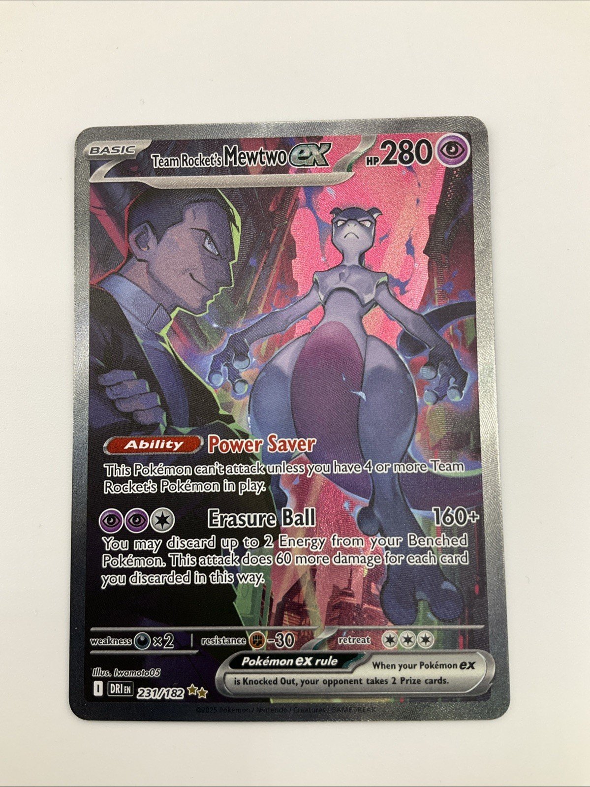 Pokemon TCG: Team Rocket's Mewtwo ex 231/182 SIR Destined Rivals