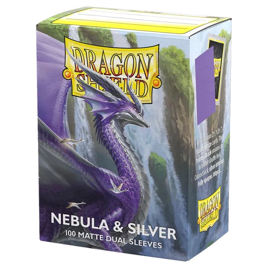 Dragon Shield Dual Matte Sleeves Nebula & Silver 100 ct Trading Card Sleeves – Matte Dual Finish, Fully Opaque, Silver Interior, Standard Size (63x88mm) for MTG, Pokémon, TCG