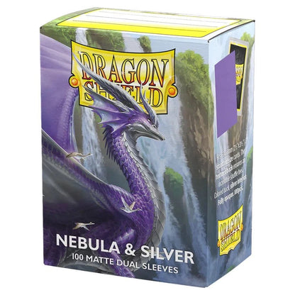 Dragon Shield Dual Matte Sleeves Nebula & Silver 100 ct Trading Card Sleeves – Matte Dual Finish, Fully Opaque, Silver Interior, Standard Size (63x88mm) for MTG, Pokémon, TCG