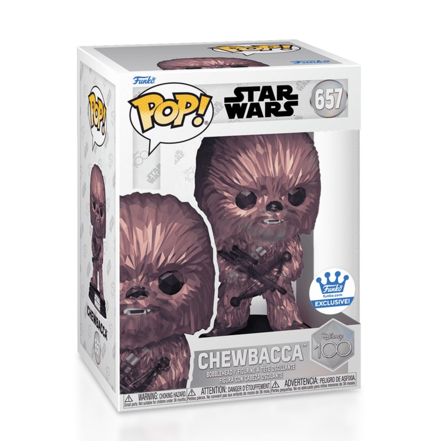 Chewbacca (Facet) Funko Pop! Star Wars Disney 100 - Approx. 4.25" Collectible Exclusive Bobble Head Figure #657 with Window Display Box