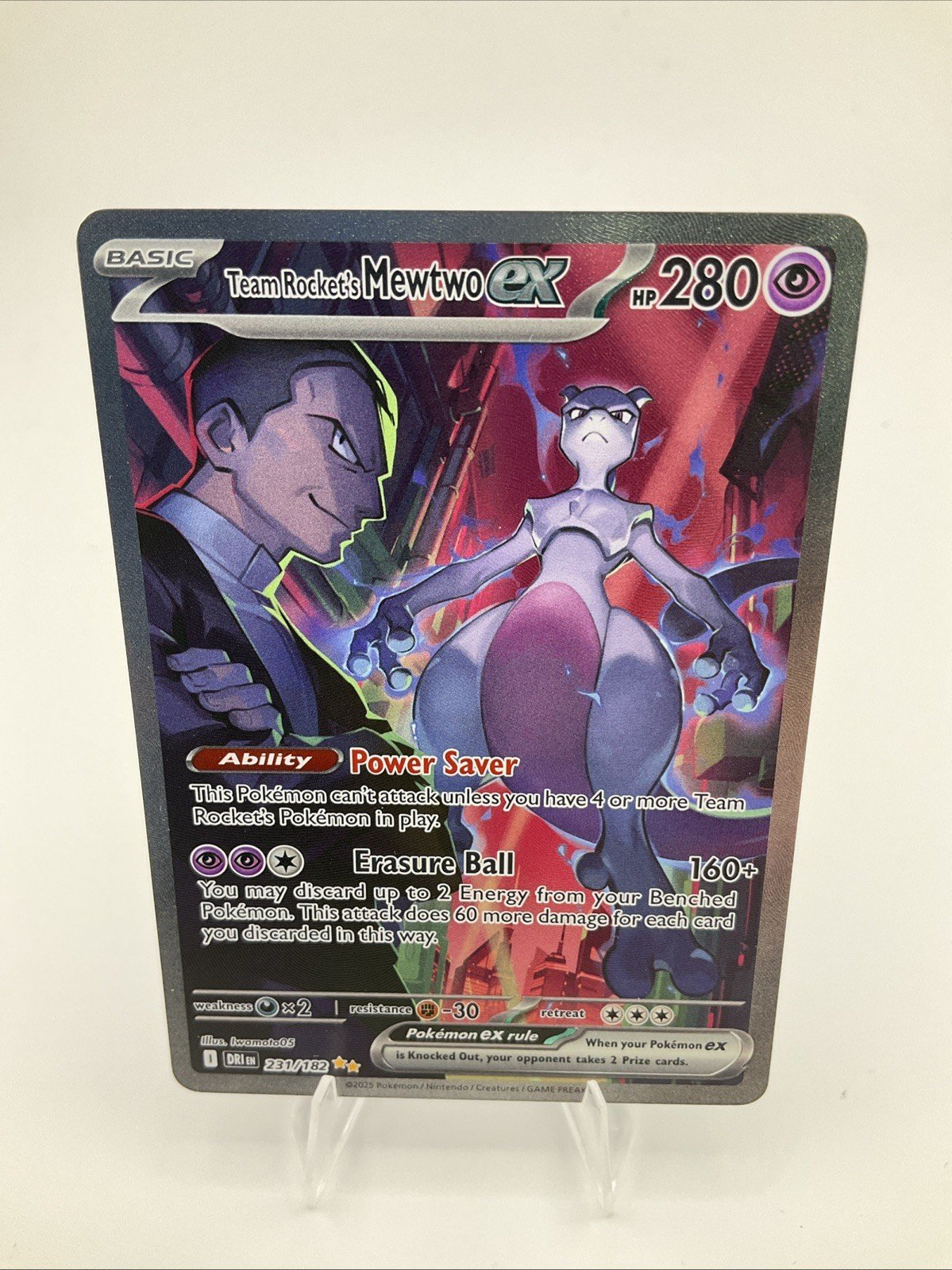 Pokemon TCG: Team Rocket's Mewtwo ex 231/182 SIR Destined Rivals