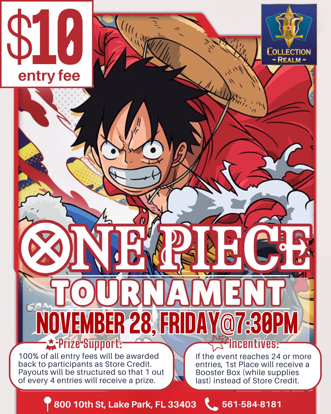 One Piece TCG Tournament – Friday, November 28, 7:30 PM