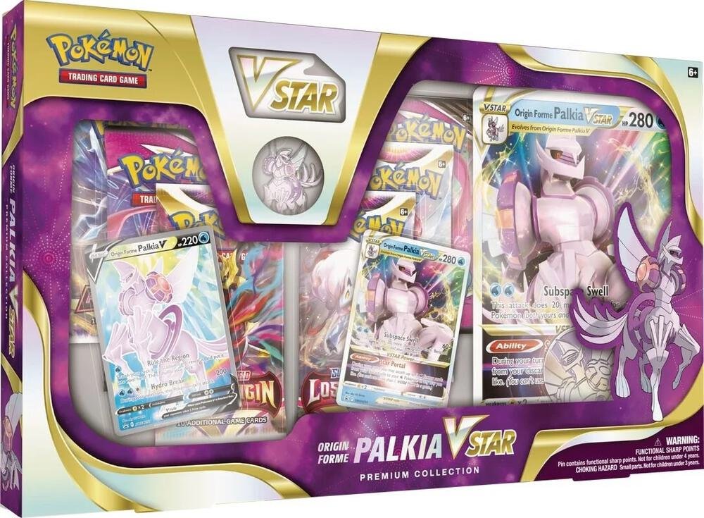 Pokémon TCG Origin Forme Palkia VSTAR Premium Collection box with booster packs Pokémon and VSTAR Pokémon cards