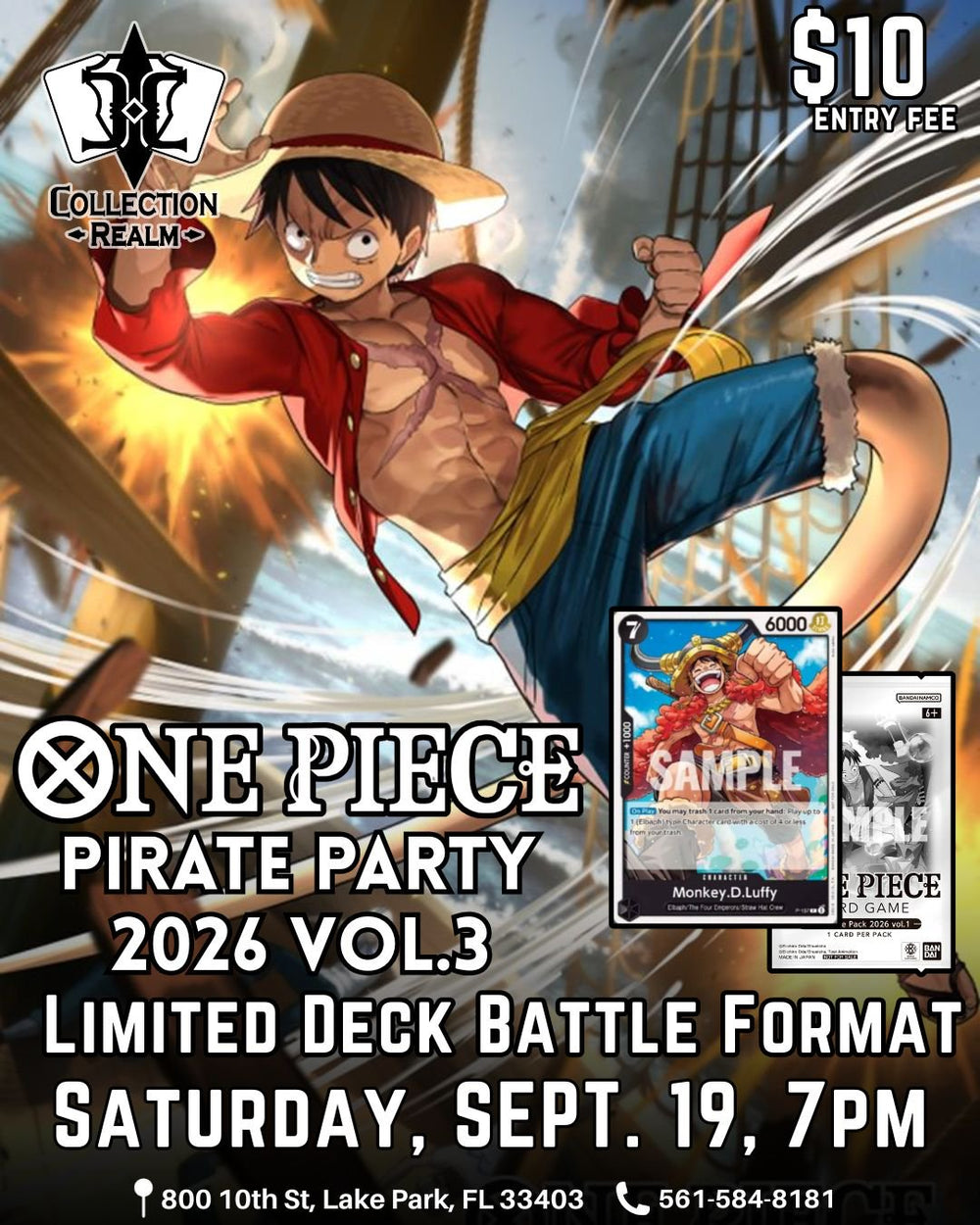One Piece Card Game Pirate Party 2026 Vol. 3 Tournament – September 19, 2026 (Saturday 7:00 PM)