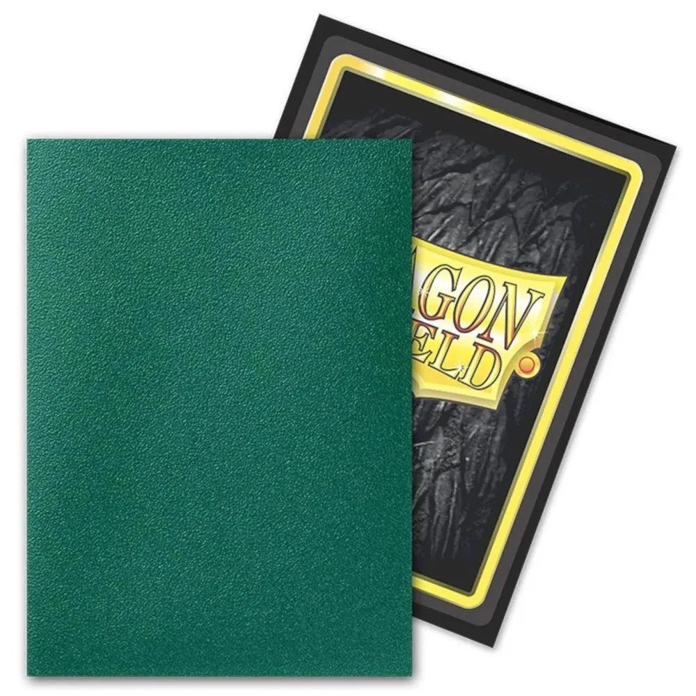 Dragon Shield Dual Matte Sleeves Power 100ct – Metallic Green Card Sleeves with Black Interior, 120µm Thick, Durable Deck Protectors for TCG, MTG, Pokémon Cards