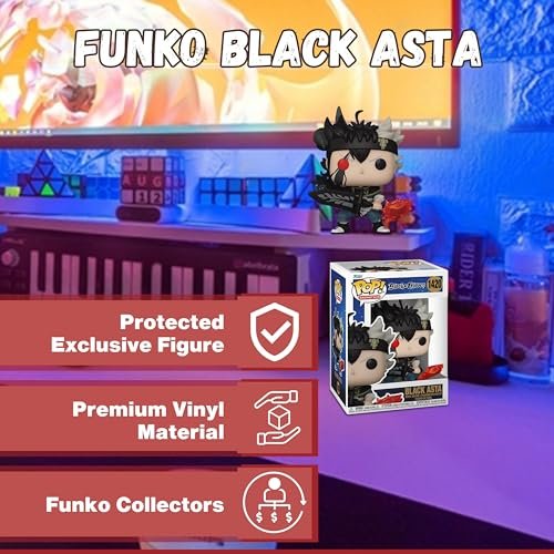 Black Asta Funko Pop! Black Clover - Vinyl Figure #1420 with Display Box Protector Case