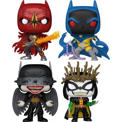 DC Dark Multiverse Funko Pop! Animation - Set of 4 (Knightfall Batman #571, The Batman Who Laughs #572, Saint Batman #580, and Robin King #581) Collectible Vinyl Figures - Estimated Arrival: Sept. 2025 (PRE-SALE)