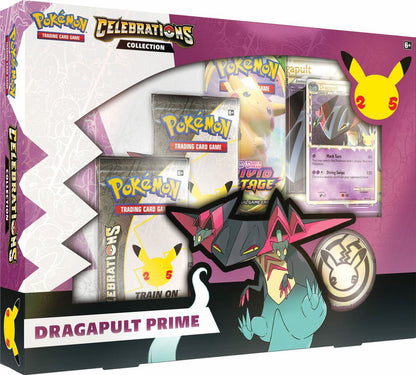 Pokemon TCG Dragapult Prime Celebrations Collection Box with Promo Cards Binder and Packs