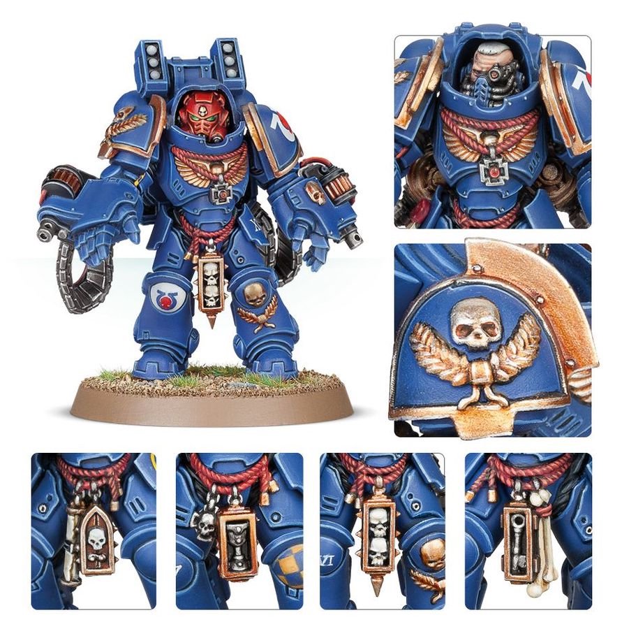 Warhammer 40,000 Space Marines Aggressor Squad – 3 Multi-Part Plastic Miniatures with Gravis Armor, Boltstorm or Flamestorm Weapons, Citadel Bases (PRE-ORDER)