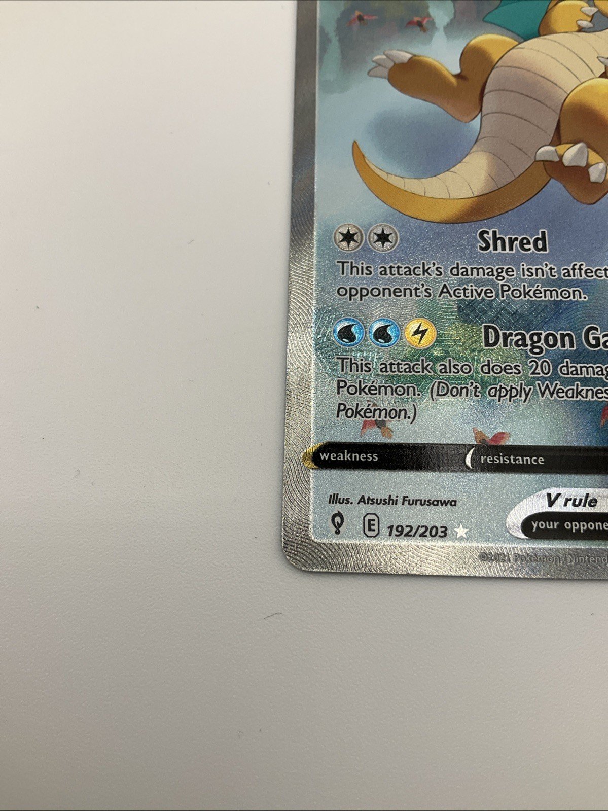 Pokemon TCG Dragonite V (Alternate Full Art) 192/203 SWSH07: Evolving Skies Holo NM