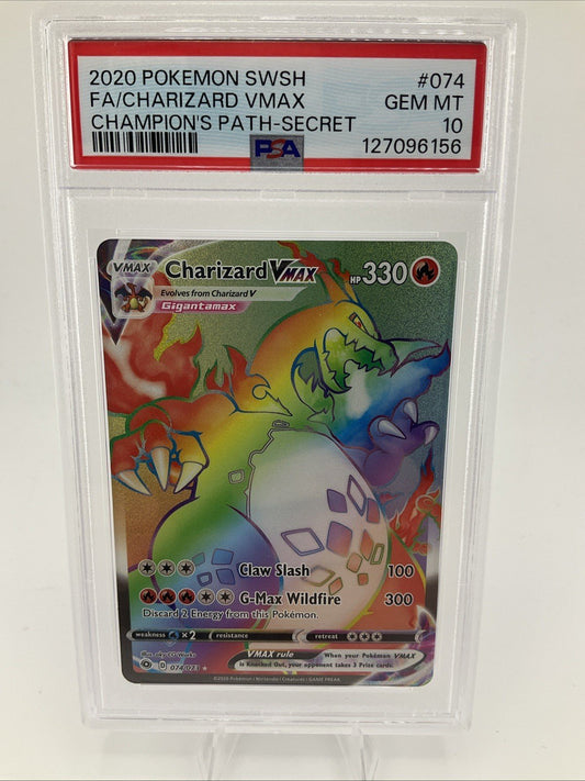 2020 Pokemon SWSH Champion's Path Secret #074 Charizard Vmax FA PSA 10 GEM MINT