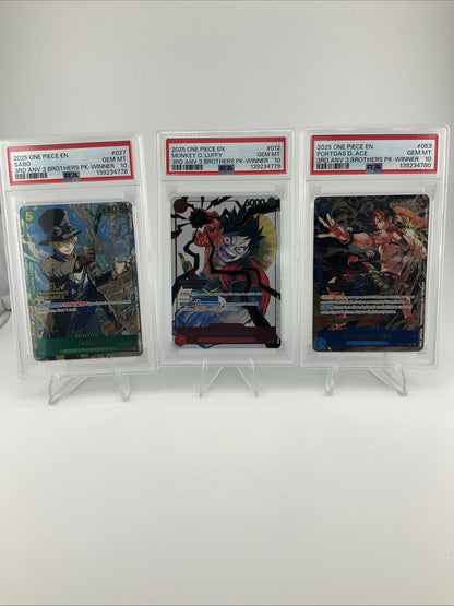 2025 One Piece 3rd Anniversary Winner Sabo Luffy Ace PSA 10 Sequential Set Of 3