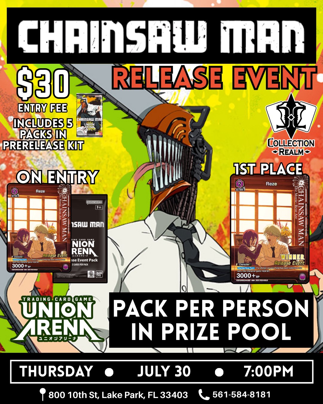 Union Arena TCG Chainsaw Man Release Event – July 30, 2026 (Thursday 7:00 PM)