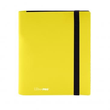 Ultra Pro PRO Binder: 4-Pocket – Lemon Yellow | Holds 160 Cards | Side-Loading Design with Elastic Strap | Archival-Safe, Acid-Free, Non-PVC Material