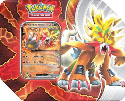 Pokemon TCG Paradox Destinies Tin Gouging Fire ex Trading Card Game Collectible Tin