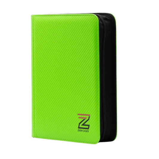 Zion Cases Carbon Toploader Binder Neon Green 4 Pocket Trading Card Album