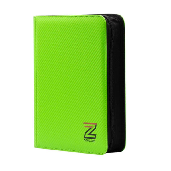 Zion Cases Carbon Toploader Binder Neon Green 4 Pocket Trading Card Album