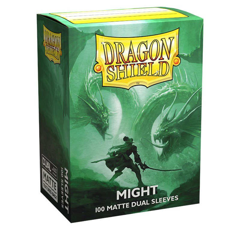 Dragon Shield Standard Size Matte Dual Card Sleeves Might 100 Count, Black Interior, Fully Opaque, Premium Matte Texture Trading Card Sleeves for MTG, Pokémon, Flesh and Blood & Digimon (PRE-ORDER)