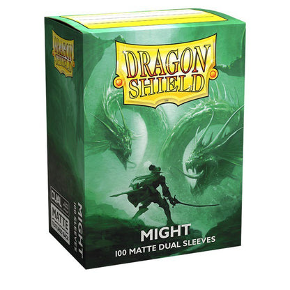 Dragon Shield Standard Size Matte Dual Card Sleeves Might 100 Count, Black Interior, Fully Opaque, Premium Matte Texture Trading Card Sleeves for MTG, Pokémon, Flesh and Blood & Digimon (PRE-ORDER)