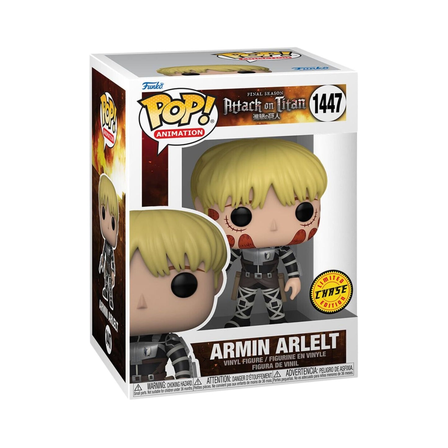 Armin Arlelt Funko Pop! Attack on Titan - Chase Limited Edition Vinyl Figure #1447 with Display Box Protector Case