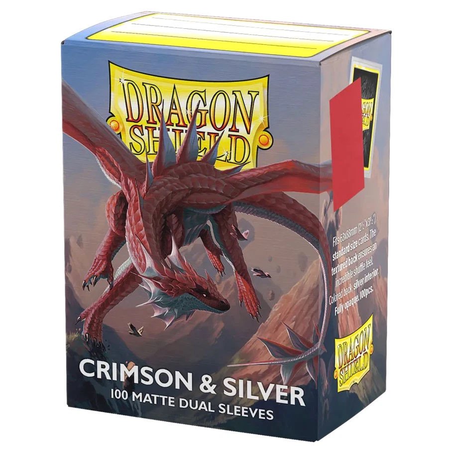 Dragon Shield Dual Matte Sleeves Crimson & Silver (100 ct) – Premium Opaque Trading Card Sleeves with Matte Texture for MTG, Pokémon, Lorcana & Flesh and Blood