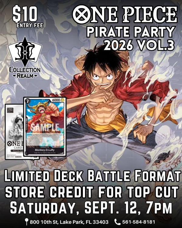 One Piece Card Game Pirate Party 2026 Vol. 3 Tournament – September 12, 2026 (Saturday 7:00 PM)